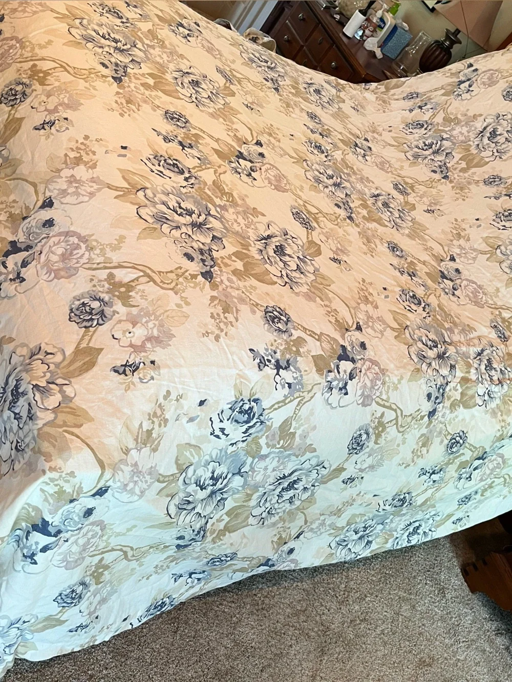Noble Excellence KING Duvet Cover w/ (2) Std Shams 100% Linen Floral NWOT